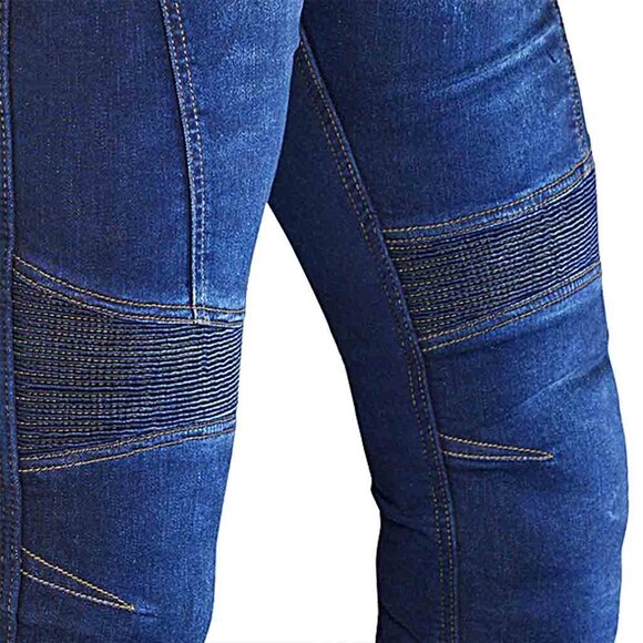 RIDERACT® Men’s Dark Blue Biker Riding Jeans Denim Pants w/ CE Armors NEW - Picture 4 of 8